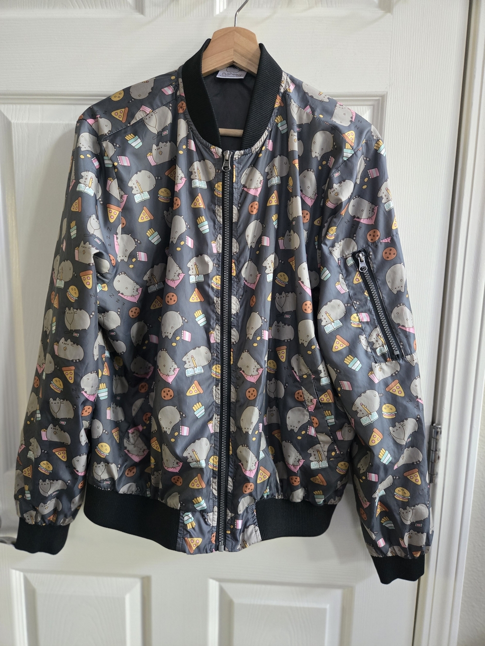 Pusheen Gray Windbreaker Jacket with Cat Logo